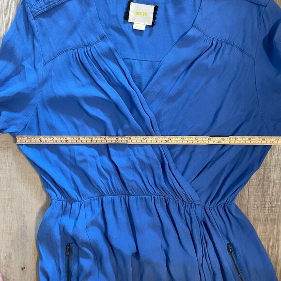 Maeve Anthropologie Blue V-Neck Utility Dress, Size L - Picture 6 of 16